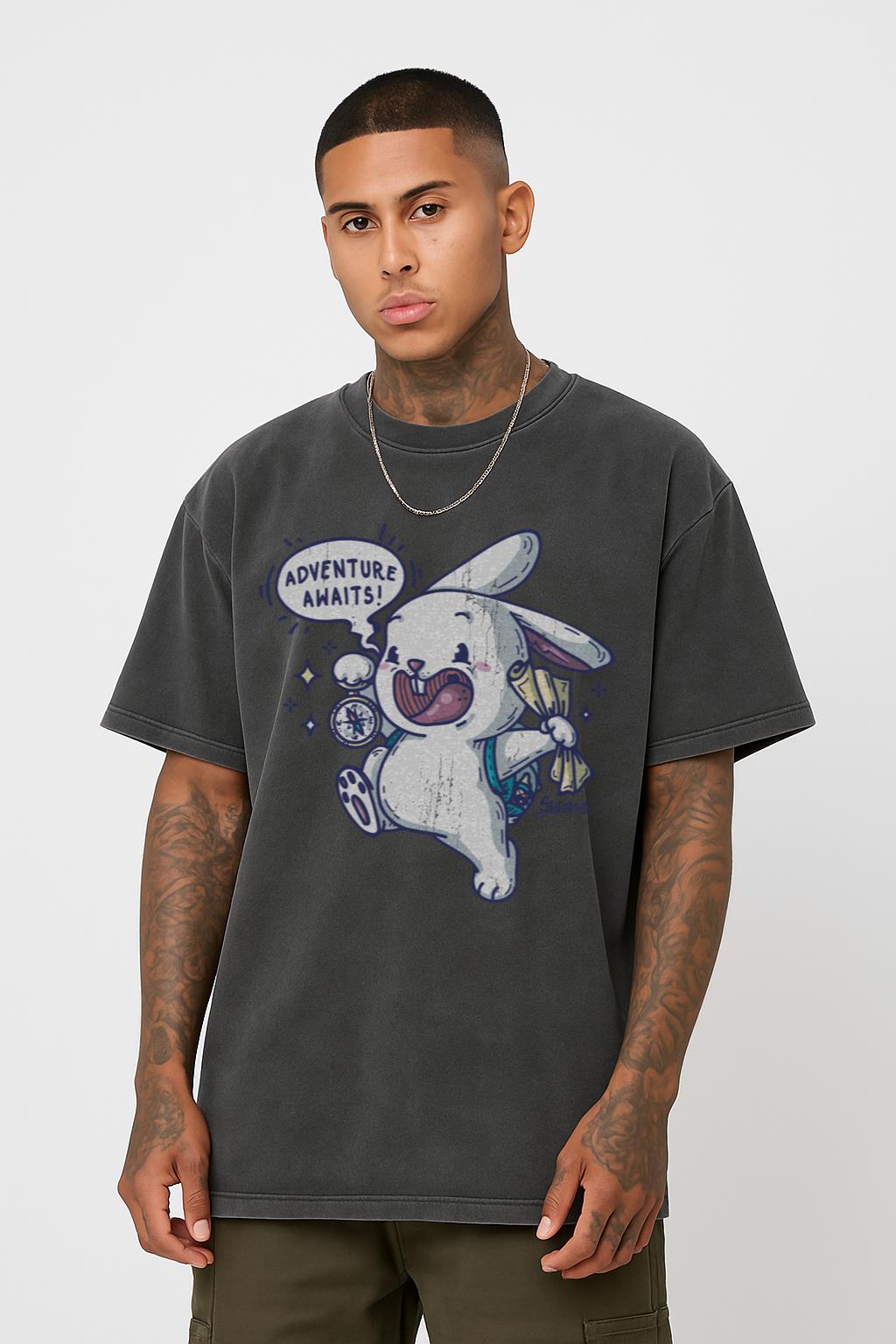 Adventure Awaits Rabbit T-Shirt | Happy Camper Bunny Tee