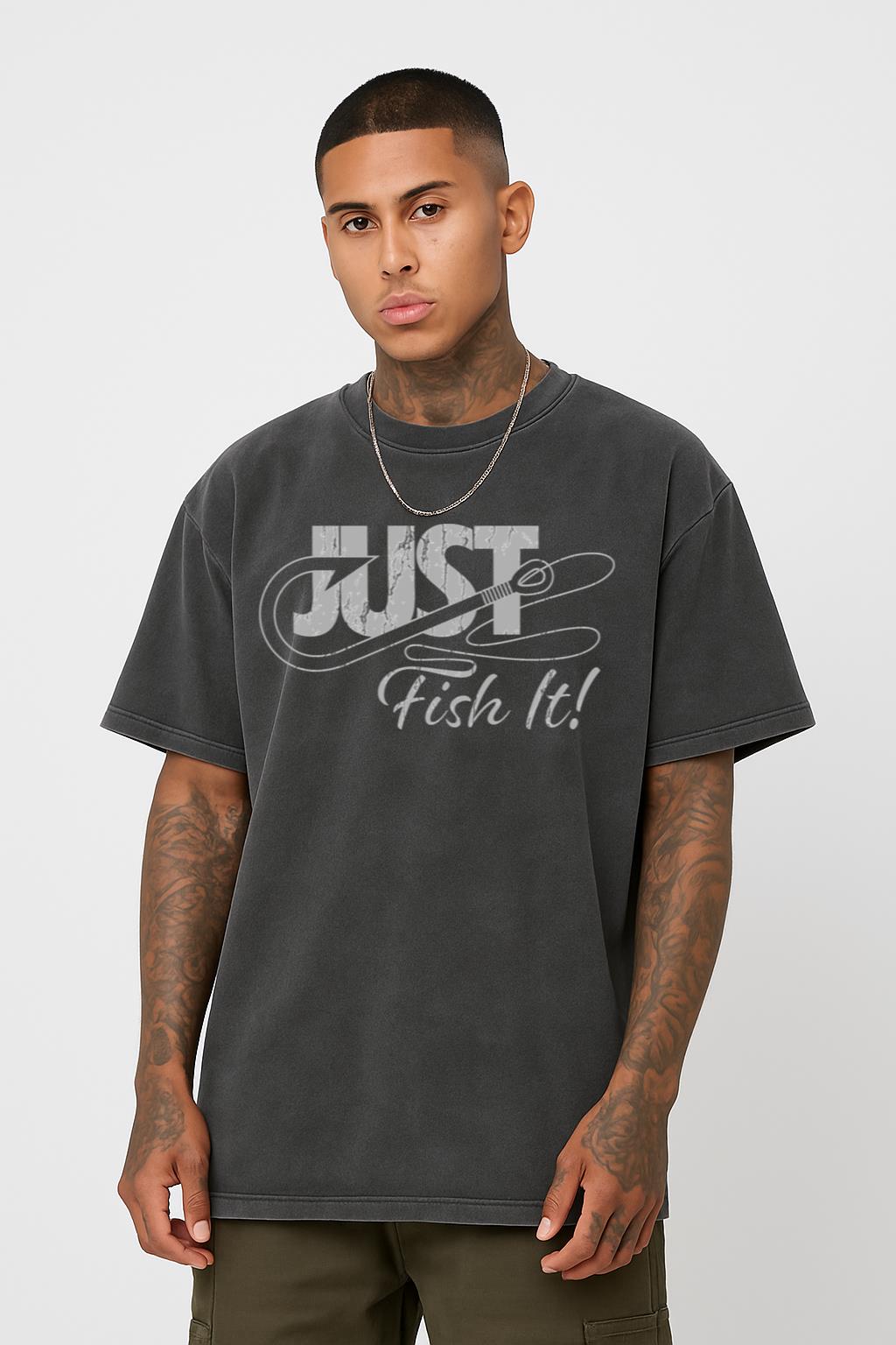 Just Fish It! Funny Fishing T-Shirt | Sports Angler Acidwash Tee