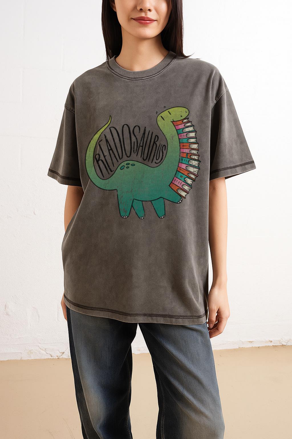 Readosaurus T-Shirt | Cute Dinosaur Reading Bookworm Tee - Image 2