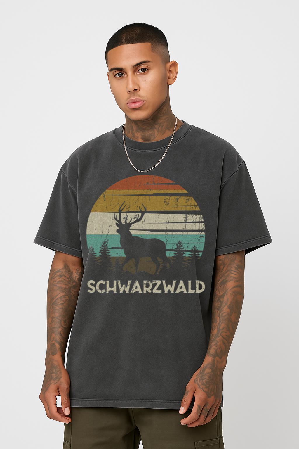 Retro Black Forest T-Shirt | Schwarzwald Deer Graphic Tee