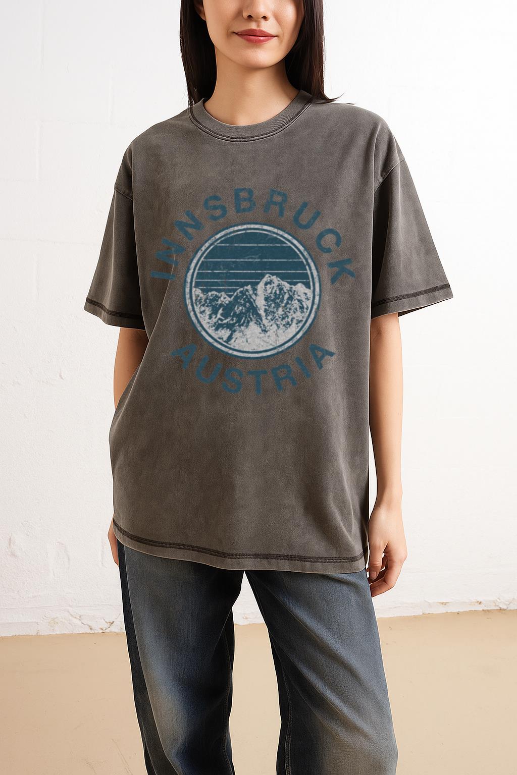 Retro Innsbruck Austria T-Shirt | Vintage Skiing Mountain Tee - Image 2